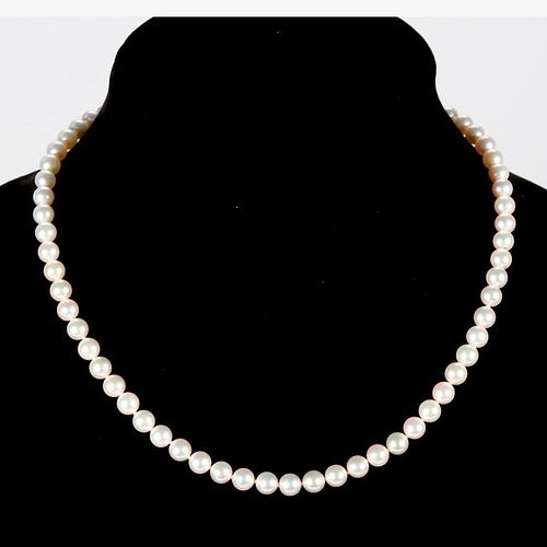 Cultured pearl and 14k gold necklace