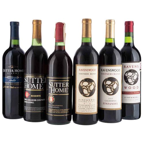 Red Wines from the U.S.A. Sutter Home. Ravens Wood. Total pieces: 6. | Vinos Tintos de U.S.A. Sutter Home. Ravens Wood. Total de piezas: 6.