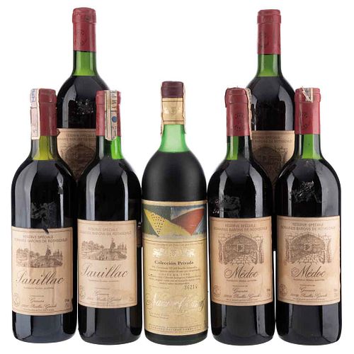 Red Wines from France and Argentina. Total pieces: 7. | Vinos Tintos de Francia y Argentina. Total de piezas 7.