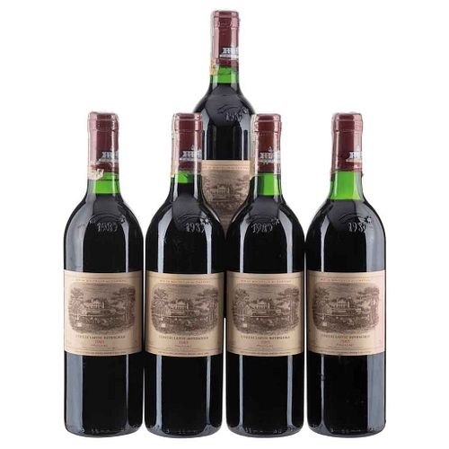 Château Lafite Rothschild. 1985 harvest. Pauillac. France. Levels: onoe high fill and four in neck. Pieces: 5. | Château Lafite Rothschild. Cosecha 19
