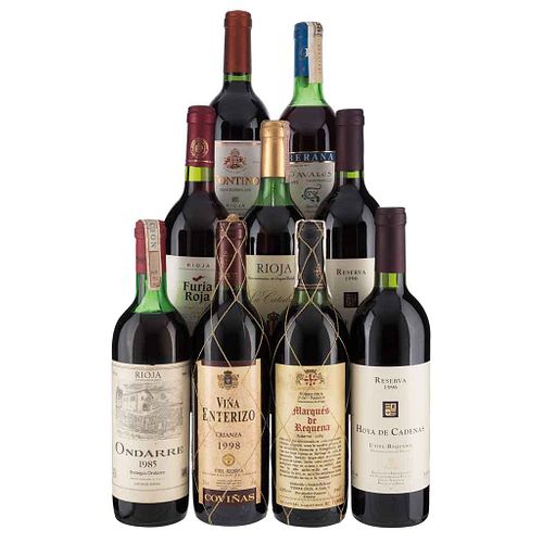 Red wines from Spain. Total pieces: 9. | Vinos tintos de España. Total de piezas: 9.