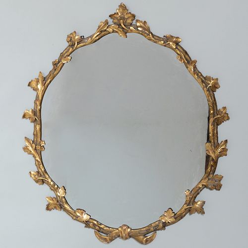 George III Style Oval Giltwood Mirror