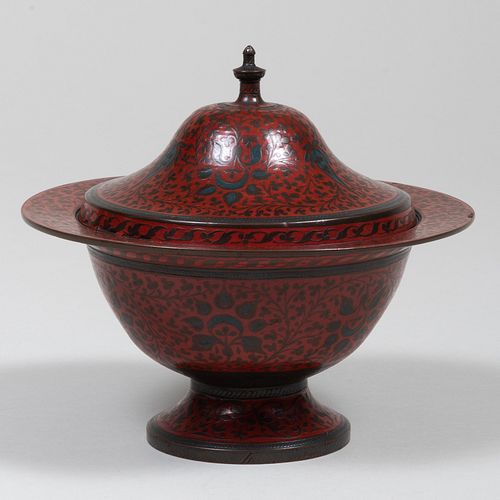 Southeast Asian Enameled Metal Bowl and Cover
