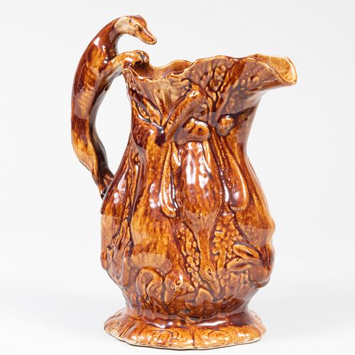 English Pottery Jug with Hound Form Handle