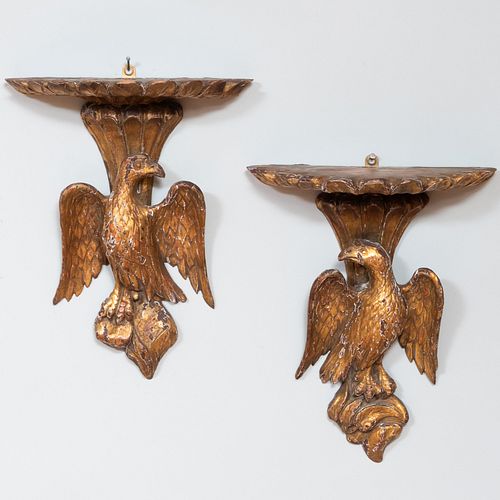 Pair of Regency Style Carved Giltwood Brackets
