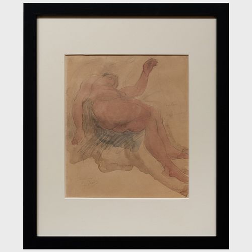Attributed to Auguste Rodin (1840-1917): Reclining Nude