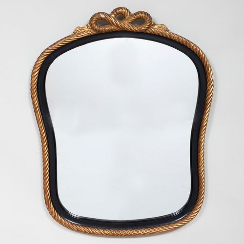 Napoleon III Style Ebonized and Parcel-Gilt Mirror