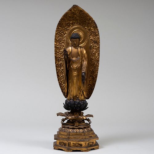Chinese Lacquer Standing Buddha Figure