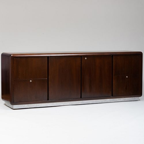 Modern Walnut Credenza with Chrome Base from Astro Series by Gianni Designs for OSI