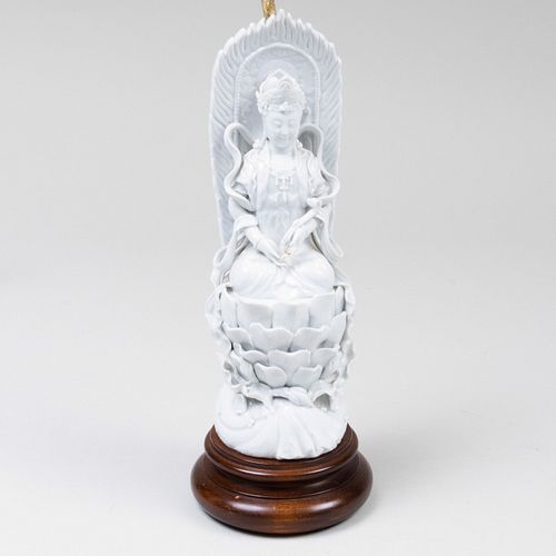 Chinese White Glazed Figure of Guanyin Mounted as a Lamp
