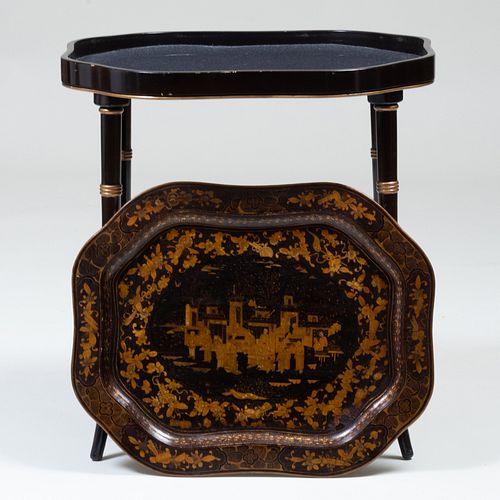 Chinese Export Lacquer Tray on Stand