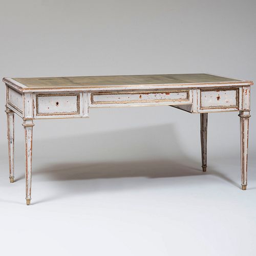 Continental Neoclassical Style Brass-Mounted Painted Desk, of Recent Manufacture