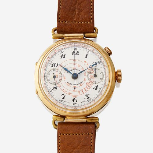 An eighteen karat gold chronograph strap wristwatch, Eberhard & Co.