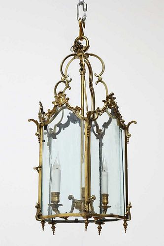 A French Louis XV-style gilt-metal hall lantern,