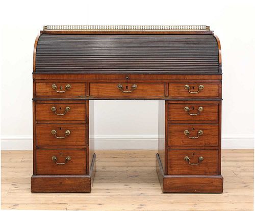A Regency mahogany cylinder bureau desk,