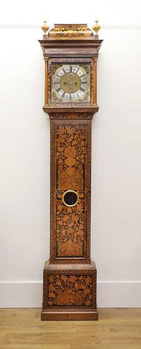 A marquetry and walnut eight-day longcase clock by Thomas Wentworth 'Junier', Sarum,
