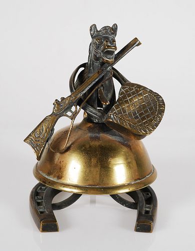 Antique Brass Horse Desk Bell 