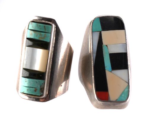 (2) Native American Sterling Turquoise Rings