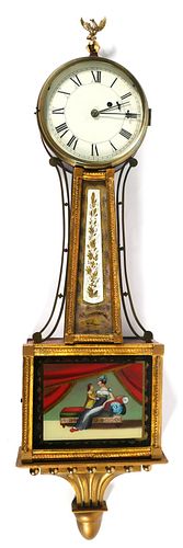 Antique D. Williams Banjo Clock 