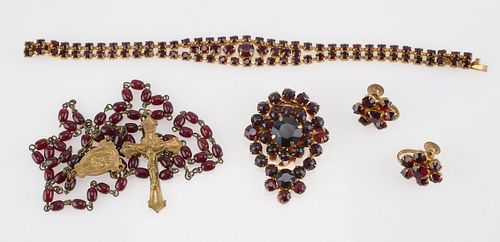 Four (4) Pieces Vintage Garnet Jewelry