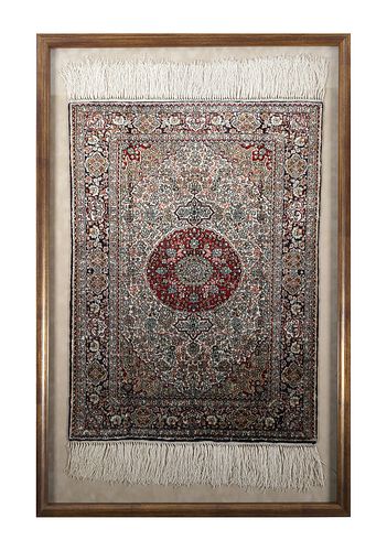 Vintage Persian Nain Silk Prayer Rug