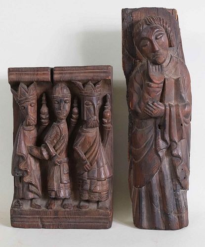 Two 19th C. Folk Art Biblical Carvings