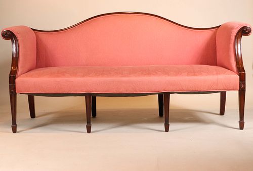George III Style Mahogany Serpentine Sofa