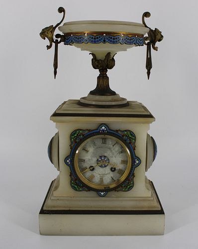 Eugene Cornu Signed French Alabaster Clock .