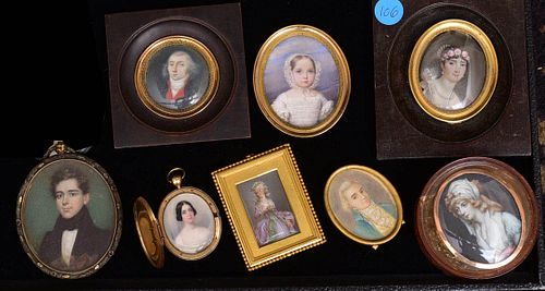 Group of Antique Portrait Miniatures (8)