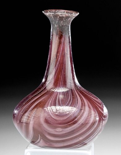 Roman Marbled Glass Flask - Aubergine & White