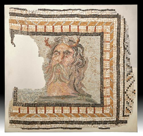 Published Roman Stone Mosaic Head of Oceanus