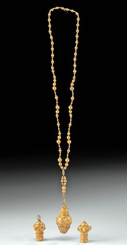 Stunning Achaemenid Persian Gold Necklace & Earrings