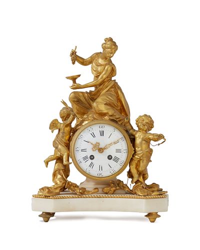 A French figural gilt-bronze table clock