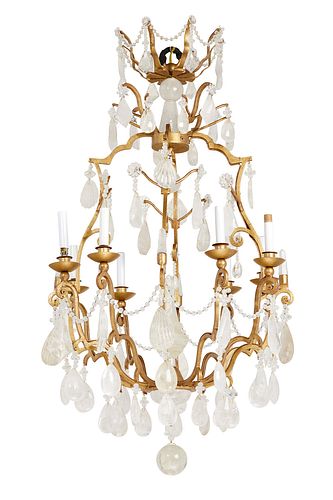 A French Louis XV-style rock crystal chandelier