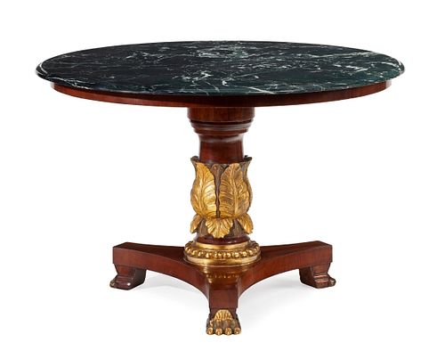 A Regency-style table with marble top