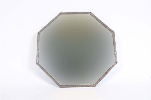 Octagonal Silver Plated Bevel Mirrored Plateau 