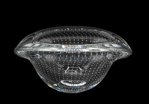 Clear Crystal Ashtray w Controlled Bubbles