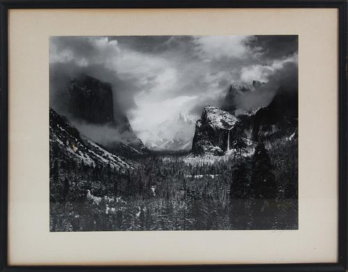 Ansel Adams Signed Photo, "Clearing Winter Storm"