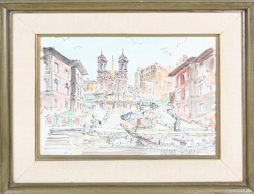 "Rome, Piazza Di Spagna" Watercolor:Andrea Bonelli