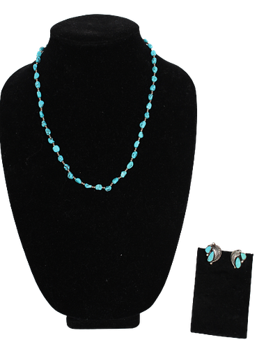 Turquoise & Sterling Silver Necklace w Earrings