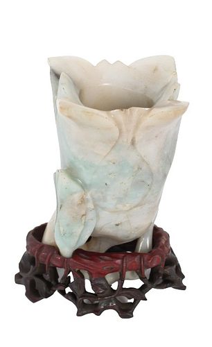 Chinese Jade Carved Vessel on Stand