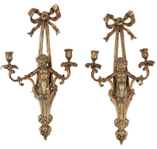 Pair of 19th C Style French Figural Sconces
