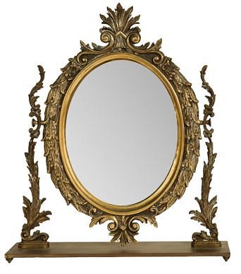 Antique French Bronze Tabletop Vanity Mirror