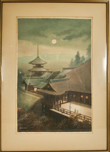 (Nishihura) Hodo Saito, Japanese 20th c Watercolor