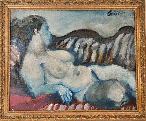 Camille (early 20th c) Reclining Nude, Oil/Canvas