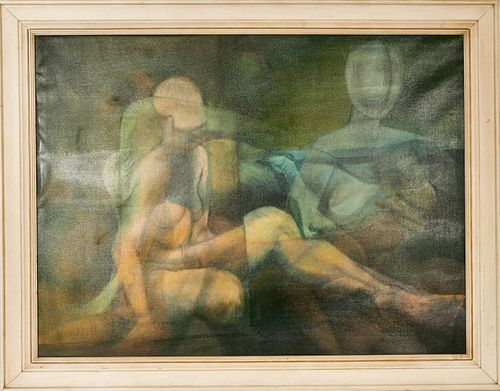 Mid-Century Surrealist Nude Oil Painting
