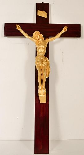 Large Carved Giltwood Crucifix