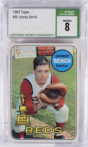 1969 Topps Baseball Johnny Bench CSG 8 Rookie Card