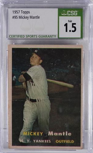 1957 Topps Baseball Mickey Mantle #95 CSG 1.5 Card
