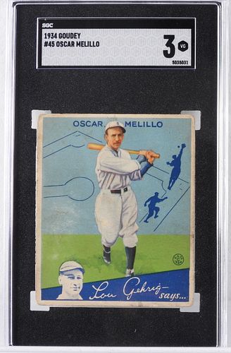 1934 Goudey Baseball Oscar Melillo #45 SGC 3 Card